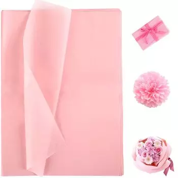 Бумага тишью NALER розовая, розовая, упаковочная бумага, подарочная упаковка, подарочная упаковка своими руками, подарок ручной работы, красивая, элегантная, 38x50, 60 листов, прибл.