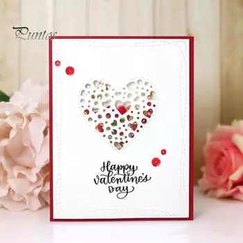 Бумага Ткань Тиснение Вырубные штампы Полые сердца Карточки Скрапбукинг DIY Поделки серебряный