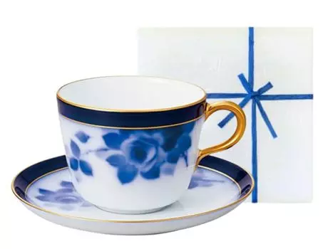 Бумага Toen Washi, блюдце для утренней чашки в стиле 100-летия с синей розой [упаковка Okura] & 26_8011R