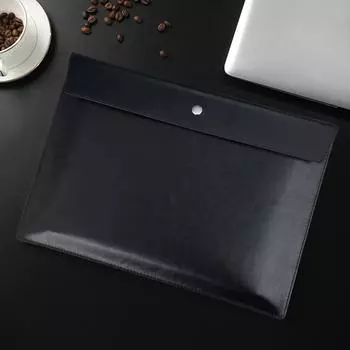 Бумажная портативная кожаная сумка формата А4, модная сумка для файлов, утолщенная кнопка, водонепроницаемая, деловая, офисная, для хранения документов чёрный