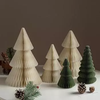 Бумажная рождественская елка 3D сотовая бумажная рождественская елка украшение деревенский настольный центральный элемент для офиса дома зелёный
