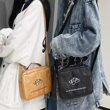 Бумажная сумка через плечо DuPont для отдыха для женщин, винтажная кожаная водонепроницаемая сумка на плечо, модные универсальные сумки с принтом чёрный