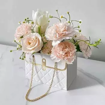 Бумажная упаковочная сумка с цветком 15*10*10,5 см 5,9*3,9*4,1 дюйма розовый