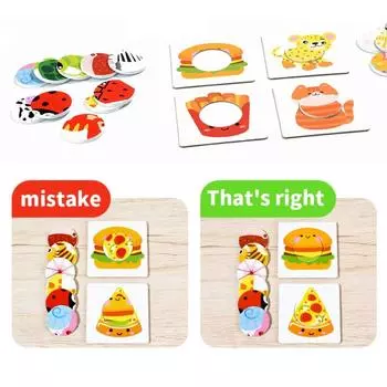 Бумажные детские деревянные игрушки для сопоставления животных, графические карты, игры для сопоставления дошкольного возраста 1set