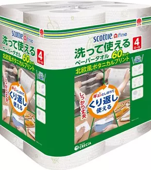 Бумажные полотенца Scotty Fine Washable с напечатанным рисунком, 60 отрезов, 4 рулона