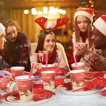 Бумажные тарелки для вечеринок, привлекательные универсальные легкие модные одноразовые рождественские украшения для дома D