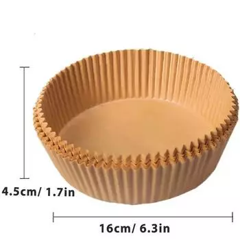 Бумажные вкладыши для аэрофритюрницы с антипригарным покрытием Специальная бумага для аэрофритюрницы Круглая форма для выпечки Одноразовый силиконовый коврик Маслостойкий бумажный поднос Пищевой класс 16*4.5*20cm(100pcs)