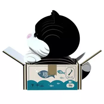 Бумажный 3D-пазл EUGY Tuxedo Cat. Развивающая игрушка, которая отлично подойдет в качестве подарка для учеников начальной школы и взрослых — мальчиков и девочек.