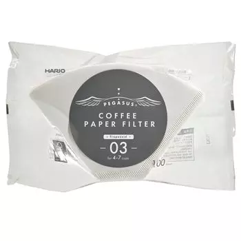 Бумажный фильтр для кофе HARIO Pegasus 03 Вт, белый, на 4–7 чашек, 100 шт., производство Япония PEF-03-100W