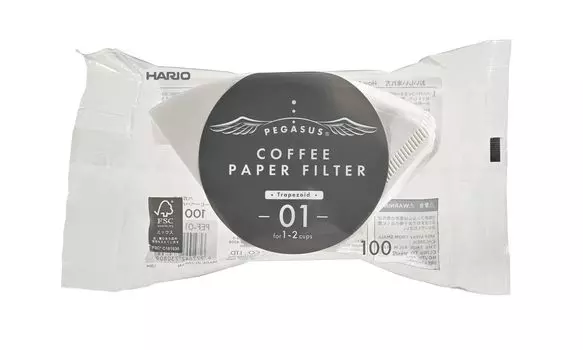 Бумажный фильтр для кофе HARIO Pegasus 01W, белый, на 1-2 чашки, 100 шт., производство Япония PEF-01-100W