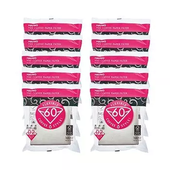 БУМАЖНЫЙ ФИЛЬТР ДЛЯ КОФЕ HARIO V60 Бумажный фильтр для кофе Hario для V60, набор из 100 шт. x 10 шт.