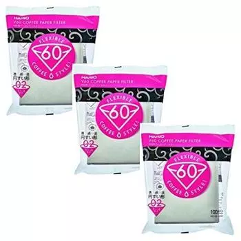 Бумажный фильтр HARIO для V60 02W на 1–4 чашки 100 шт. Белый VCF-02-100W x3