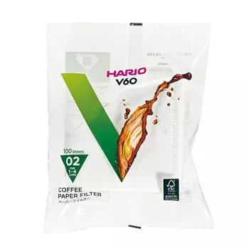 Бумажный фильтр HARIO V60 02 Вт Белый на 1–4 чашки 100 шт. Сделано в Японии VCF-02-100W белый