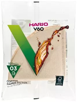 Бумажный фильтр HARIO V60 03M на 1–6 чашек 100 шт. Misarashi VCF-03-100M