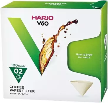 Бумажный фильтр HARIO V60, совместимый с кофеваркой, коричневый Misarashi для чашек, произведенных в Японии, 1-4 VCF-02-100MK