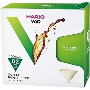 Бумажный фильтр HARIO V60, совместимый с кофеваркой Brown Misarashi, 1–4 чашки, сделано в Японии VCF-02-100MK