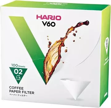Бумажный фильтр HARIO V60 W 100 шт. в коробке Белый для 1-4 чашек Сделано в Японии VCF-02-100WK