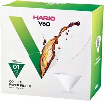 Бумажный фильтр HARIO V60 W 100 шт. в коробке Белый для чашек Сделано в Японии 1-2 VCF-01-100WK