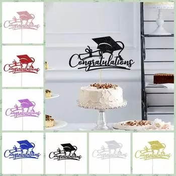 Бумажный колпак бакалавра, украшение на торт, блестки, поздравления, выпускной, украшение на торт, десерт розового золота