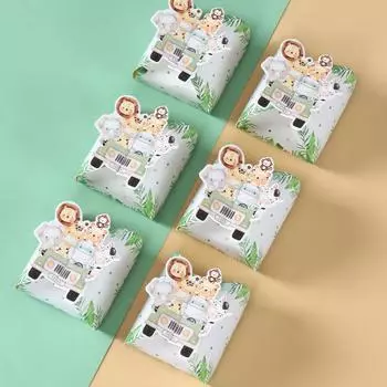 Бумажный мешок для конфет с животными из джунглей, украшение для вечеринки по случаю дня рождения в стиле сафари, упаковка для подарков для детей, переносная коробка, сумка для детского душа other