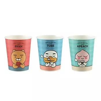 Бумажный стаканчик Kakao Friends Ryan Cafe Ryan 285 мл x 50 шт + Apeach 285 мл x 25 шт + тюбик 285 мл x 25 шт Набор, 1 комплект, Корейский лучший персонаж