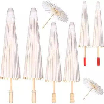 Бумажный зонтик, свадебный зонтик 60/80 см, китайские бумажные зонтики, деревенский белый зонтик, реквизит для фотосессии на вечеринке по случаю рождения ребенка 6pcs