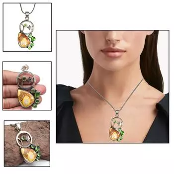 Bumble Bee Jasper Amethyst Gemstone Women s Silver Jewelry Pendant 2.75