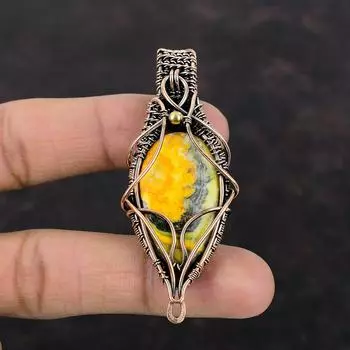 Bumble Bee Jasper Copper Wire Wrapped Pendant Designer Pendant Handmade Copper Jewelry Women Pendant Wire Wrap Gemstone Jewelry Gift For Mom