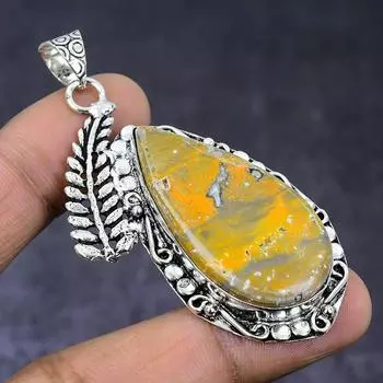 Bumble Bee Jasper Gemstone 925 Steling Silver Jewelry Pendant 2.56 F3R18