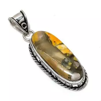 Bumble Bee Jasper Gemstone 925 Sterling Silver Jewelry Pendant 2.21 T1f60