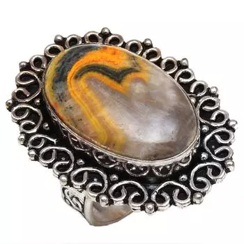 Bumble Bee Jasper Gemstone Handmade Silver Jewelry 8.5