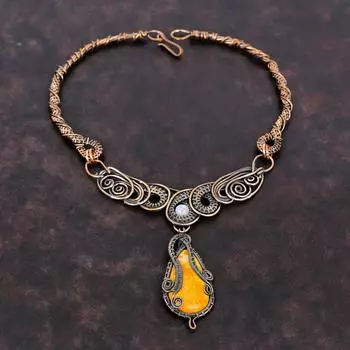 Ожерелье из яшмы шмеля, ожерелье из медной проволоки, радужное ожерелье из лунного камня, ожерелье ручной работы из драгоценных камней, медные украшения, подарок на помолвку