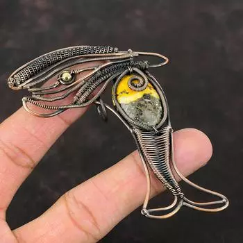 Bumble Bee Jasper Pendant Copper Wire Wrapped Pendant Amazing Fish Jewelry Handmade Copper Jewelry Natural Gemstone Pendant Anniversary Gift