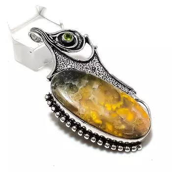 Bumblebee Jasper Gemstone 925 Sterling Silver Jewelry Pendant 2.36 B6v34