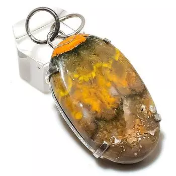 Bumblebee Jasper Gemstone 925 Sterling Silver Jewelry Pendant 2.09 h2N53