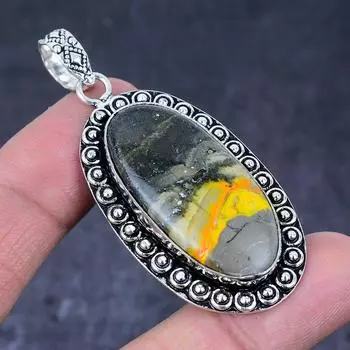 Bumblebee Jasper Gemstone Handmade 925 Sterling Silver Gift Pendant 2.56 p5o28