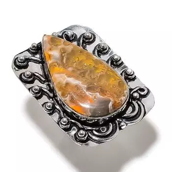 Bumblebee Jasper Gemstone Handmade 925 Sterling Silver Jewelry Ring Size 8 U5v55