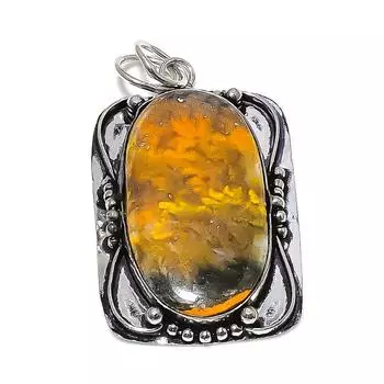 Bumblebee Jasper Gemstone Handmade 925 Sterling Silver Pendant 2.17 a5D92