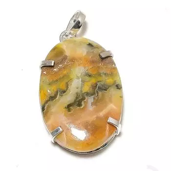 Bumblebee Jasper Gemstone Handmade 925 Sterling Silver Pendant 2.09 p8J19