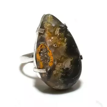 Bumblebee Jasper Gemstone Handmade 925 Sterling Silver Jewelry Ring Size 7 r7g55