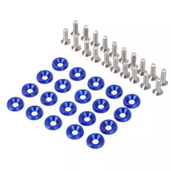 Bumper/Fender Washer Bolt License Plate Cap Holder Set 20 Pairs Aluminum Alloy Engine Theft Prevention Blue