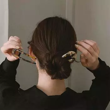 Bun Maker Hair Pin Leopard Print U Shape Hair Stick Hair Accessories Korean Style Hairpin Hair Fork вино красного