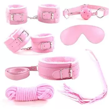 Bundling set seven-piece set leather eye mask plush handcuffs flirting fun whip fun toy