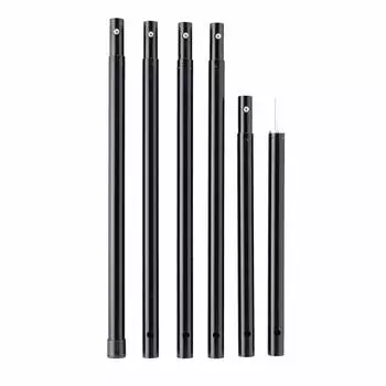 BUNDOK Adjuster Pole Tent Tarp Auxiliary Pole Aluminum 6 Pcs Height Adjustment 8 Levels Black BD-272