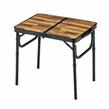 BUNDOK Aluminum Folding Table SS Wood Grain Foldable Top x 45cm 2 Height Adjustable BD-147WB Approx. 60.5