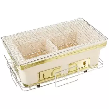 BUNDOK Длинный угольный древесный уголь, большой BD-383, древесный уголь, диатомит, бежевый, с подставкой [на 3–4 персоны]