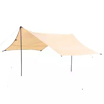 BUNDOK Mini Hexagon Tarp Beige 430 x 350 cm with 2 poles BDK-21B Approx.