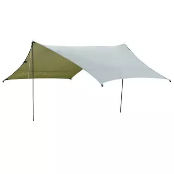 BUNDOK Mini Hexagon Tarp Khaki 430 x 350 cm with 2 poles BDK-21O Approx.