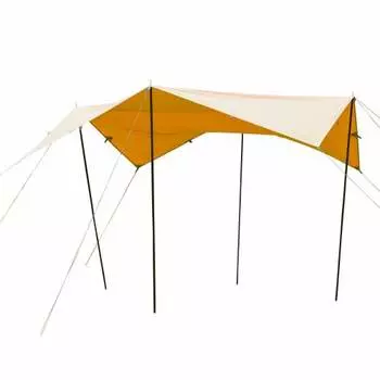 BUNDOK Square Tarp TC Sand Beige BDK-20BE Approx. 290 x 290cm With 4 Poles Blend Cotton