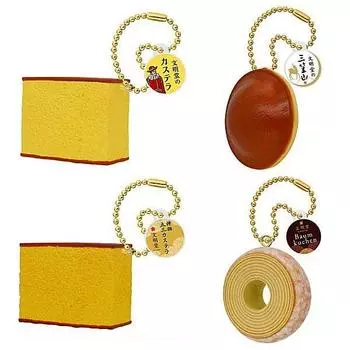 Bunmeido Tokyo 3 snack mascot 4 types set Castella Specially selected Gosan castella Mikasayama Gacha Gacha Capsule Toy o clock [Assorted (1. (plain)